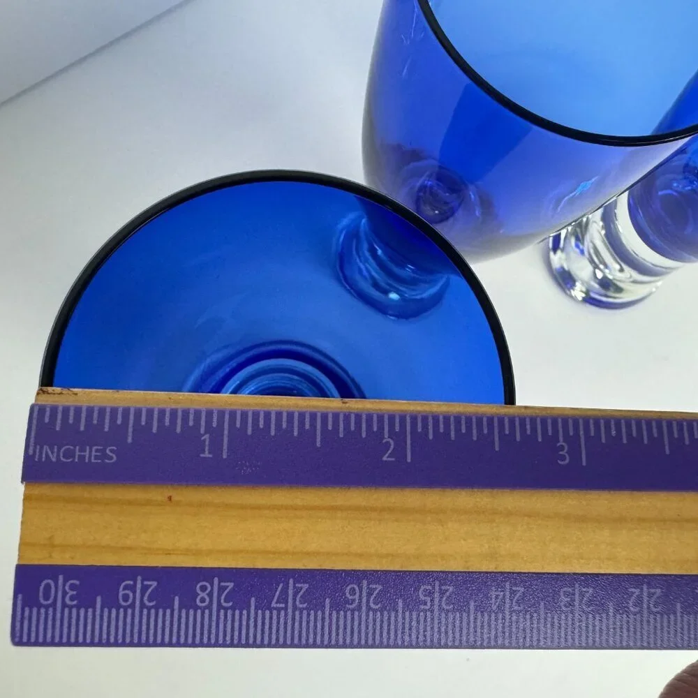 Set of 3 Block Stockholm Cobalt Blue Crystal Glasses with Controlled Bubble 7.5
